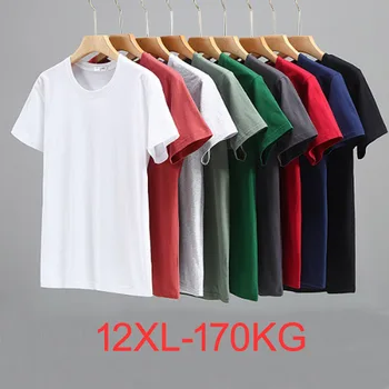 plus veľkosť 12XL 10XL-Krátke rukávy T-shirt pánske letné bavlna voľné kolo krku mládež klesnutie tričko pánske tričko Obrázok
