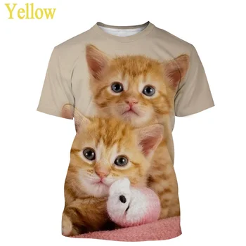 Letné Bežné Umenie Cute Cat T-shirt 3D Vytlačené Muži Ženy Osobnosti Módny Štýl Nadrozmerné Topy, Tričká Krátky Rukáv Oblečenie Chlapci Obrázok