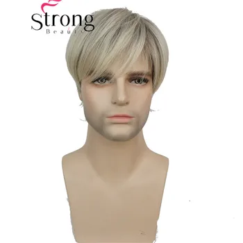StrongBeauty Ombre Blond Mens' Krátka Parochňa Syntetické Vlasy, Parochne Obrázok