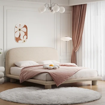 Textílie posteľ čalúnenie krém štýl modernej jednoduché dievča chlapec minimalistický masívneho dreva čistá červená princezná posteľ Obrázok