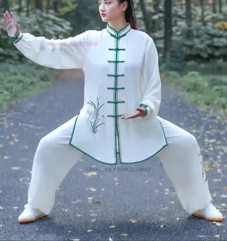 2023 čínskej kung-fu tai chi oblečenie bojové umenie, tradičné oblečenie taijiquan praxi wushu kvetina tlače vyhovovali outdoorové športy Obrázok