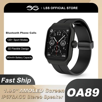 OA89 Smart Hodinky 1.96 palcový AMOLED 3D Flexibilný Dizajn Displej Bluetooth Hovor Srdcovej frekvencie Vodotesný IP67 Smartwatch pre Android IOS Obrázok