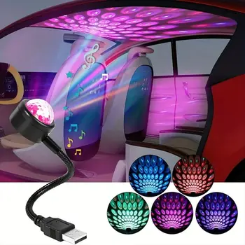 7 Farebné LED Auto Aktivované Zvukom Projekcie Svetla DJ Magic Ball Hviezdne Nebo Atmosféru Lampa Obrázok