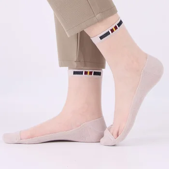 10 Párov Mens Hodváb Krátke Ponožky Letné Nylon Tenké Transparentné Prekladané Elastickej Bavlny, Spodné Business Gentleman Sokken Značky Obrázok