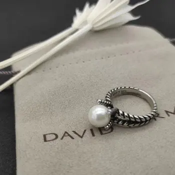 David Yurman Pearl Krúžok Vintage Šperky Ženy Krúteného Drôtu Svadobné Zapojenie Dizajn Darček K Narodeninám Obrázok