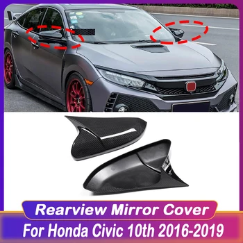 Carbon Fiber Vzhľad Auta Bočné Dvere Krídlo Spätné Zrkadlo Kryt Spätného Zrkadla Kryt Pre Honda Civic 10. 2016 2017 2018 2019 Obrázok