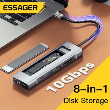 Essager 8-v-1, USB Hub S Diskový Ukladací priestor Funkcia USB Typ-c-HDMI-Kompatibilný Prenosný počítač Dock Stanica Pre Macbook Pro Air M1 M2 Obrázok