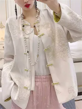 Moderné Módne Žena Tang Vyhovovali Eleganciu Etnických Harajuku Vintage Kabát Ženy Čínsky Štýl Oblečenia Na Jar Jeseň Bežné Bundy Obrázok