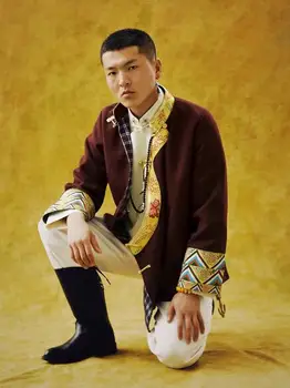 Chinoiserie Tibetský Štýl Tang Štýl Kabát Čínsky Štýl Tlačidlo Top Muž Obrázok