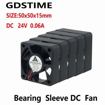 Gdstime 100 Ks 50 mm x 15 mm 24V DC Blushless Chladenie Motora, Chladiča Ventilátor 5cm Tiché PC Chladičom 50x50x15mm 5015 Obrázok