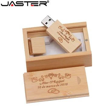 JASTER USB 2.0 Drevené Memory Stick Flash kl ' úč 64 GB 32 GB Vysoká rychlo U Diskov Svadobné Fotografie Darčeky Zadarmo Vlastné LOGO Obrázok