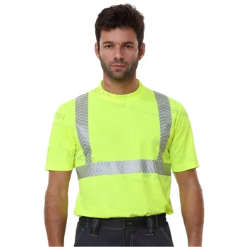 Fluorescenčné Vysokej Viditeľnosti Bezpečnosti Práce, Košele, Letná Priedušná Práce Reflexné Tričko T-shirt Rýchle Suché Obrázok