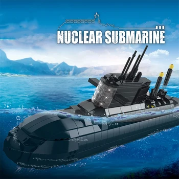 Vojenské Armády Svetovej Vojny WW2 Jadrová Ponorka Zbraň Vozidla Stavebné Bloky, Montáž Tehly Hračky pre Chlapcov Narodeninám Obrázok
