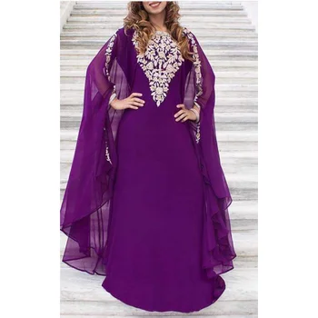 Fialová Dubaj Marocký Kaftane Abaya Šaty Veľmi Kostým Dlhé Šaty Indické Šaty Obrázok