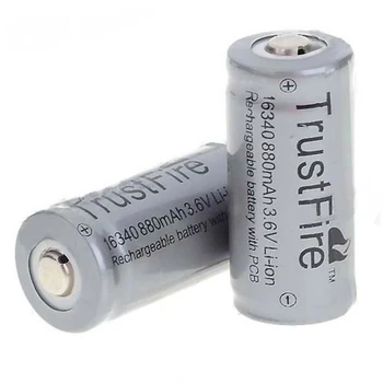 TrustFire Chránené 16340 CR123A 880mah 3.6 V, Li-ion Batérie Nabíjateľné Lítiové Batérie Bunky s PCB Obrázok