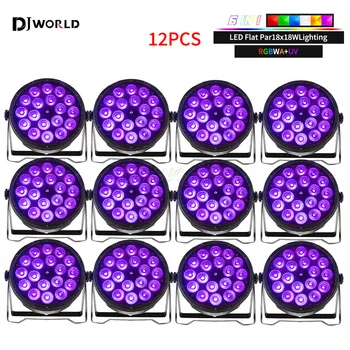 12PC/SET LED Par Svetlo 18x18w RGBWA UV 6in1 Byt Par Svetla DMX512 Profesionálne Stage Osvetľovacie Zariadenia na Disco Party Bar Obrázok