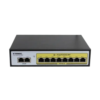 Tarmoc POE Switch 8 Port 1Gbps, 2 Portu Uplink 1Gbps（Ethernet）, 802.3 af/v, Max celkový výkon 120 W, 8KV Prepäťová Ochrana Obrázok