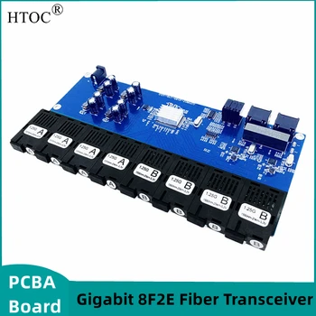 HTOC Gigabit 8 Vlákniny 2 Port RJ45 Ethernet Fiber Converter, Optický Vysielač SC Jednom Režime 10/100/1000M Obrázok