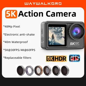5K Akcia Fotoaparát 4K 60FPS Dvojitá Obrazovka EIS Video Streľba Ísť Mini Vodotesné Podvodné Športy Pro Motocykel Helmet Kamery Obrázok