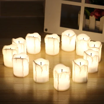 6/12Pcs Flameless LED sviečkach Svetlé Batérie Prevádzkované Čaj Svetlo s Realistické Plamene Vianočné Dovolenku Svadobné Domova Obrázok