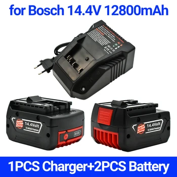 Pôvodné BAT614G Nabíjateľné Batérie 14,4 V 12800mAh Lítium-iónová pre Bosch 14,4 V Batéria BAT607G BAT614 BAT614G+ Nabíjačka Obrázok