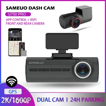 Univerzálny Auto Dash Cam 1440P+1080P Predné a Zadné DVR Video Rekordér s WiFi, GPS, G-Senzor, Nočné Videnie 24H Parkovanie Monitorovanie Obrázok