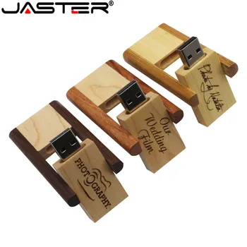 JASTER(zadarmo vlastné logo)3 farby Otočiť USB 2.0 Externé Úložné palec disk 4GB 8G 16GB 32GB 64GB drevené usb doprava zadarmo Obrázok