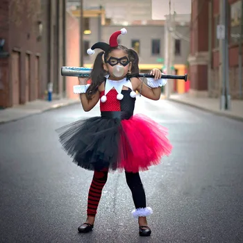 Harley Quinn Tutu Halloween Cosplay Šaty Jednorožec Maškarné Kostýmy pre Deti Purim Narodeninovej Party Princess Kostýmy Anime Obrázok