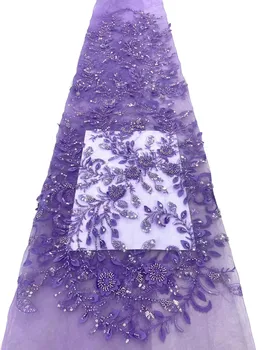 2023 jeseň nové produkty 3D kvet perličiek trubice sequin čipky textílie, Európske a Americké luxusné sequin šaty/5yards Obrázok