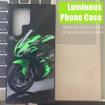 Motocykel Farebné LED Svetlo Žiariace Svetelný Tvrdeného Skla Telefón puzdro pre Xiao 11 12 13 Mix 2 3 4 Redmi K60 Pro Lite Ultra Obrázok