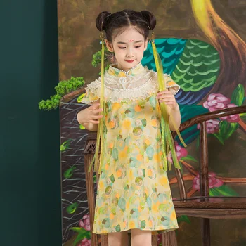 Hanfu pre Dievčatá Rozprávkový Kostým súťaž: Cosplay Ľudový Tanec Princezná Šaty Tang Vyhovovali Tradičné Čínske Šaty pre Deti Deti HFT029 Obrázok