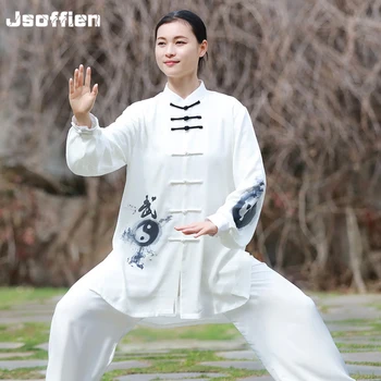 Čínske Tradičné Taiji Jednotné Dlho Puzdre Wushu Kungfu Jednotné Žena Muž Bojové Umenie, Ranné Cvičenie Taiji Oblečenie Obrázok