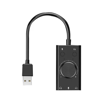 Prenosné USB Externá Zvuková Karta, Mikrofón, Slúchadlo 2-v-1, 3-Port Výstup Notebook PC Počítač Adaptér Obrázok