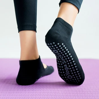 Vysoko Kvalitné Ženy Pilates Ponožky Anti-Slip Priedušná Backless Jogy Ponožky Členok Dámy Balet Tanec Športové Ponožky pre Fitness Gym Obrázok