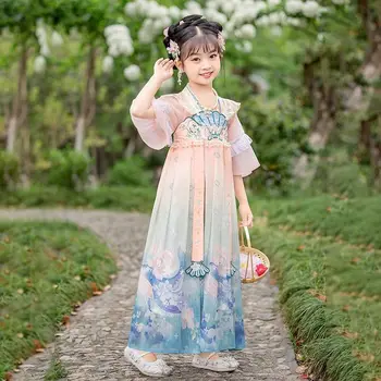 Baby Girl Novej Tang Dynastie Víla Hanfu Sukne 90% Polyester Dlhé Dĺžky Členok Tradičná Čínština Princezná Šaty Obrázok