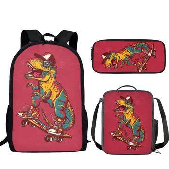 Belidome 3D Dinosaura Astronaut Veľká-kapacita Školy Taška Študent Nové Kreslené Knihy Tašky Trend Voľný čas Batoh s Lunch Box Obrázok