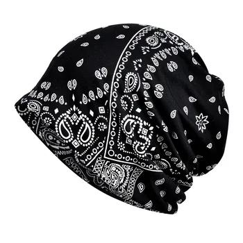 Nové Paisley Módne Ženy Jeseň Pletené Čiapky Dámy Šátek Dvakrát Použité Bežné Pletený Hat Teplé Vintage Klobúk Kapoty Ucho Vetru Klobúk Obrázok