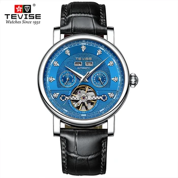 TEVISE Automatické Mechanické hodinky pre človeka Business Bežné nehrdzavejúcej ocele a Kožené hodinky svetelný nepremokavé Obrázok