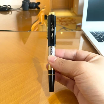 Nový Luxusný Klasické Čierne Fontána guličkové Pero, Exkluzívne pre Mužov&# 39; Ženy; High-end študent business office podpis zlaté pero Obrázok