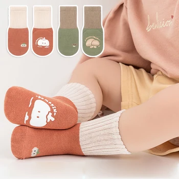 Jeseň Zima Baby Ponožky Anti-Slip Deti Poschodí Ponožky Česanej Bavlny Dieťa Non-Slip Batoľa Ponožky Novorodenca Cartoon Bavlnené Ponožky Obrázok