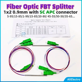 20pcs/veľa Optický FBT Splitter 1x2 0,9 mm s SC APC konektor nevyvážený spojka 70/30 60/40 Voliteľné Splitter Pomer Obrázok