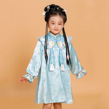 Dlhý Rukáv Dievča Hanfu Čínske Šaty Tradičné Deti, Cosplay Kostýmy Víla Šaty Princezná Tang Vyhovovali Deti HFT033 Obrázok