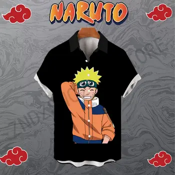 Košele pre Mužov Naruto Prímorské Výlet Tričko pánske Anime Nadrozmerné Oblečenie 5XL Pohode Streetwear Módy Y2k Krátky Rukáv Beach Štýl Obrázok