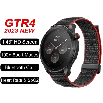 Pre Amazfit GTR4 Smart Hodinky Mužov 1.43 palcový Bluetooth Hovor Srdcovej frekvencie, Krvného Tlaku GTR 4 Smartwatch 100+ Športy Sledovať 2023 Obrázok