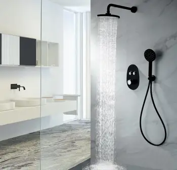 Push-button style Mosadze, Čiernej Sprcha Set Kúpeľňa 8