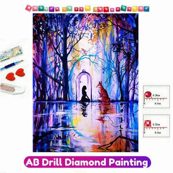 Duša odraz Fox AB Diamond Maľovanie Výšivky Cross Stitch Auta 5D Plný Vrták Mozaikové Obrázky Ručné Remeselné Domova Darček Obrázok