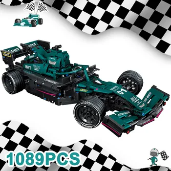 1089PCS Technické Zelená F1 Formula Racing Stavebné Bloky Klasický Model Auta, Tvorca Montáž Vozidla Tehla Hračky Pre Chlapca, Deti Darček Obrázok