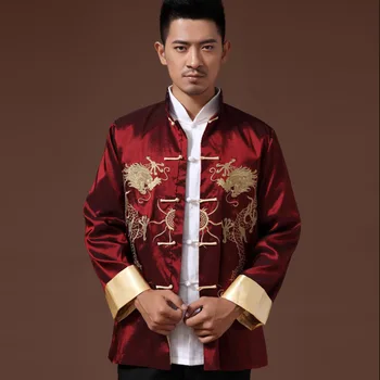 Čínske Tradičné phoenix tlačené šaty dragon Tang vyhovovali oblečenie pánske vyšívané dlhý rukáv Festival svadobné bunda Obrázok