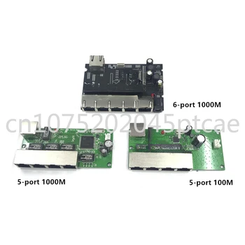 5/6-port switch modul je široko používaný v LED linka 5 port 10/100 10/100/1000 m kontakt port mini switch modul PCBA Obrázok