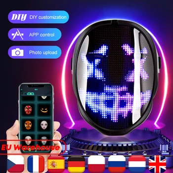 Halloween masky LED Bluetooth RGB Light Up Display Strany DIY Úpravu Fotografií Maska Animovaný Text Žart Koncert Maska LED Displej Obrázok